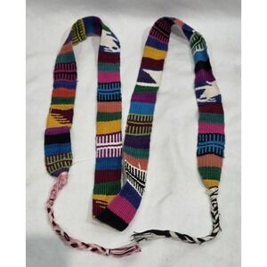 Handmade Woven Guatemalan Sash Faja Belt Multicolor Boho Folk Art Geometric ~60"
